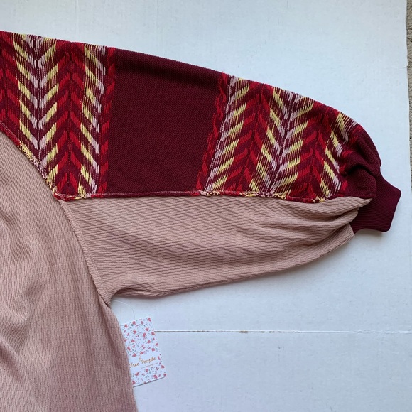 NWOT Free People Rainbow Dreams Sweater Swit Top Arizona Sands Pink Sma… - Picture 4 of 9